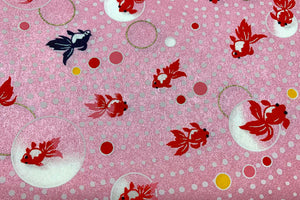 Yuzen Paper Gold Fish on Pearl Pink 8783