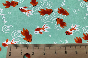 Yuzen Paper Gold Fish on Green 6764