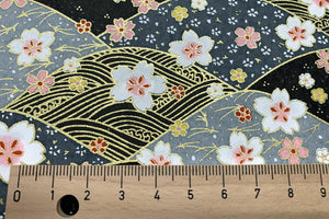 Yuzen Paper Wave and Sakura 7576 Black x Grey