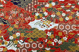 Yuzen Paper Pine Bamboo Plum Red 7893