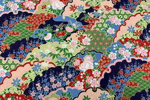 Yuzen Paper Snow Flake Navy Pink 8549