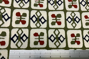 Yuzen Paper Katazome Square Pattern Green A141