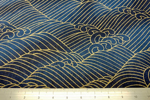 Yuzen Paper Gold Wave on Blue Gradation 132