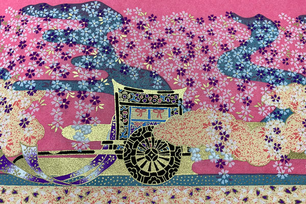 Hem Pattern Yuzen Carriage on Pink S08